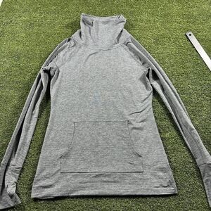 GapFit Gray Striped Long Sleeve Cowl Neck Athletic Pullover with Front Pocket XS